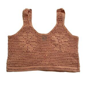 Akoia Crochet Crop Top in Soft Coral